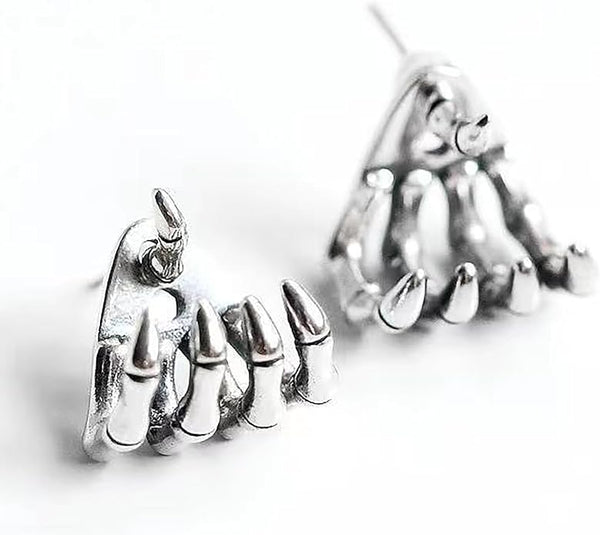 Gothic Skull Claw Skeleton Stud Earrings