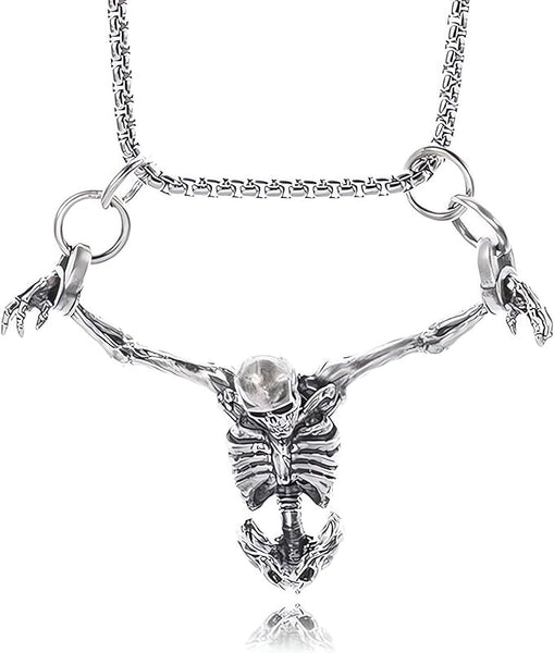 Skeleton Skull Tassel Bone Chain Choker Necklace