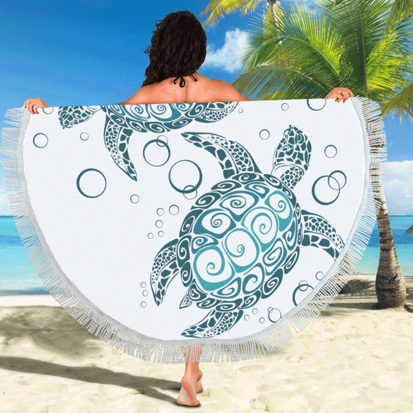Sea Turtle Round Beach Towel