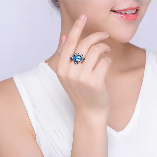 Blue Fire Sea Turtle Ring - Free