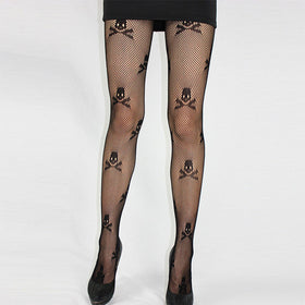 2-Pack Fishnet Mesh Skull Print Pantyhose