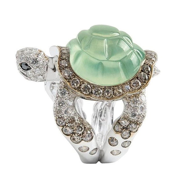 Vintage Green Zircon Turtle Ring