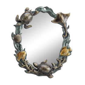 Sea Turtle Stingray Fish Shell Beach Coastal Nautical Wall Mirror