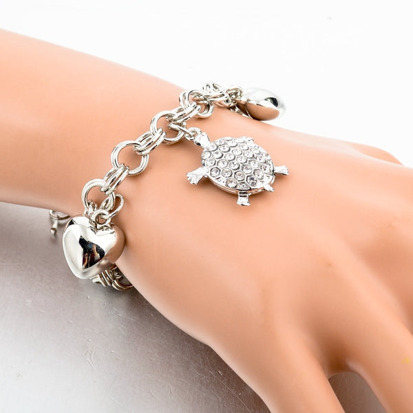 Stainless Steel Turtle Crystal Adjustable Bracelet