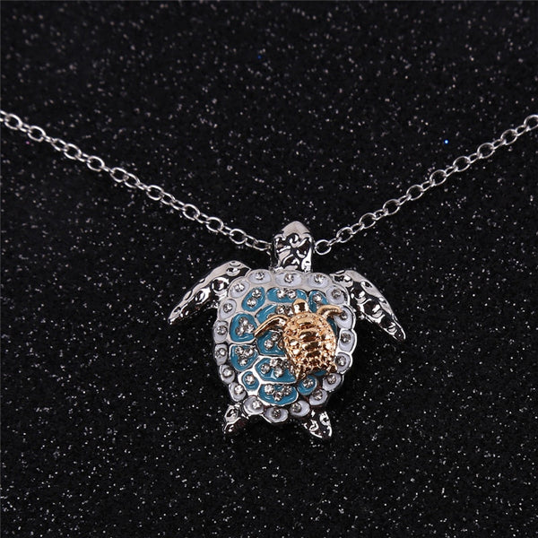2 Pack Vintage Mother Child Turtle Necklace