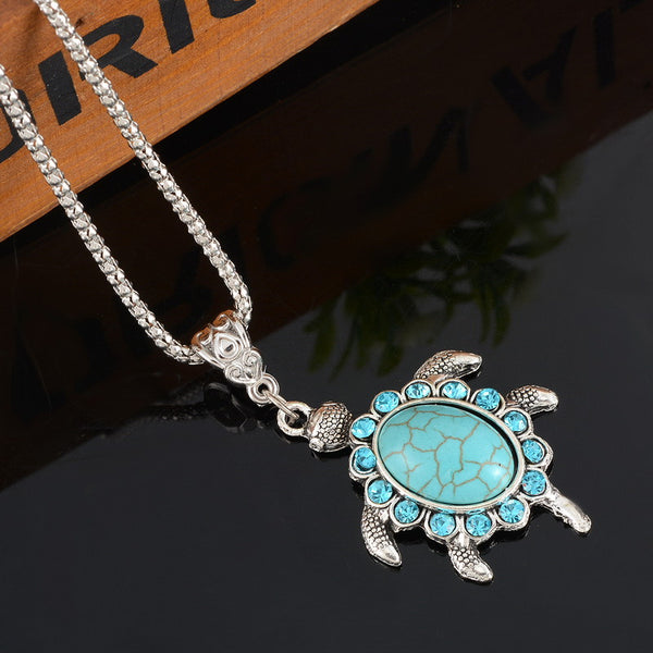 Turquoise Turtle Necklace & Dangle Drop Earrings Jewelry Set - Free Shipping!