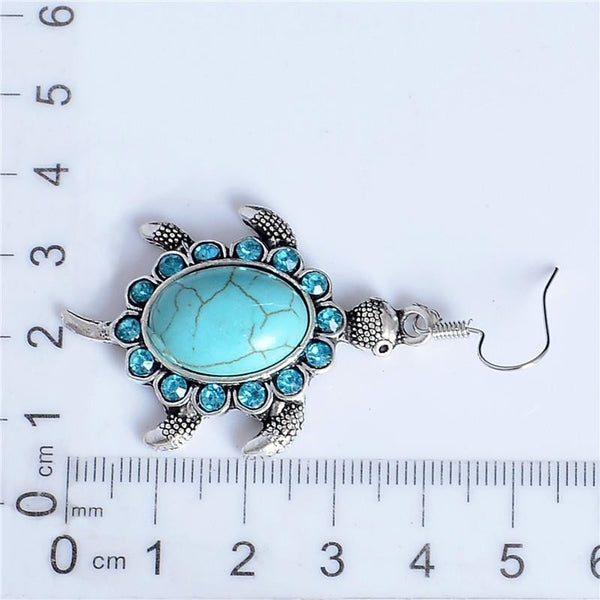 Turquoise Turtle Necklace & Dangle Drop Earrings Jewelry Set - Free Shipping!