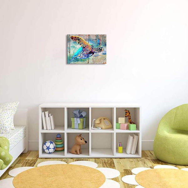 Sea Turtle Wall Decor Framed Canvas Print 12x16x1