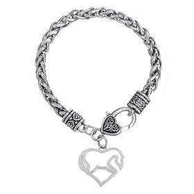 Silver Plated Heart Shaped Horse Bracelet - Free Shipping