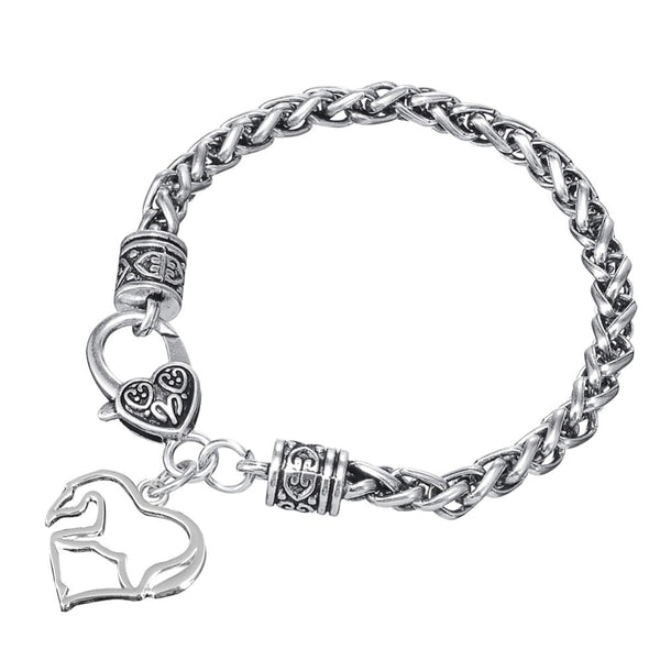 Silver Plated Heart Shaped Horse Bracelet - Free Shipping