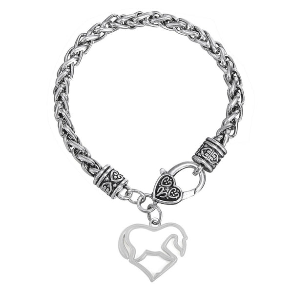 Silver Plated Heart Shaped Horse Bracelet - Free Shipping
