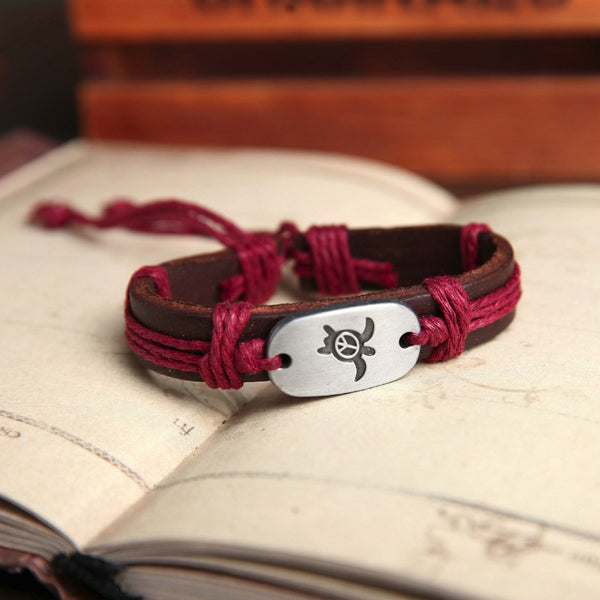Peace Turtles Genuine Leather Charm Bracelet - Free Shipping!