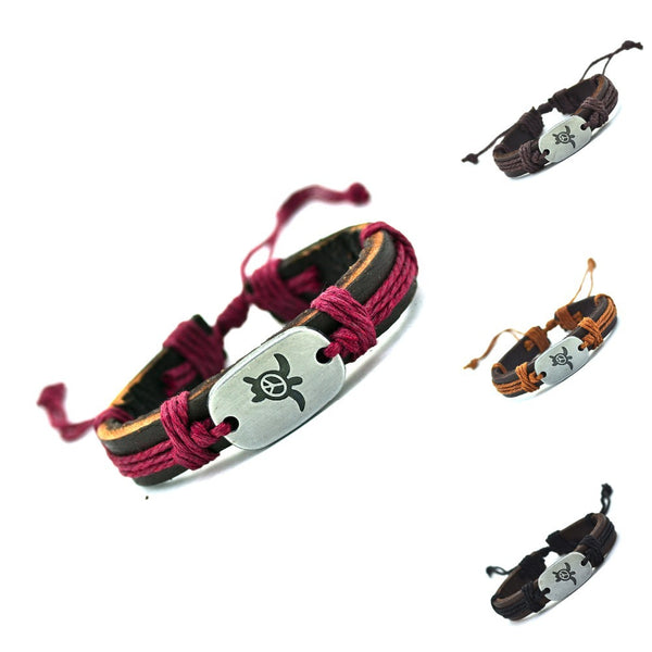 Peace Turtles Genuine Leather Charm Bracelet - Free, Just Pay Shipping!