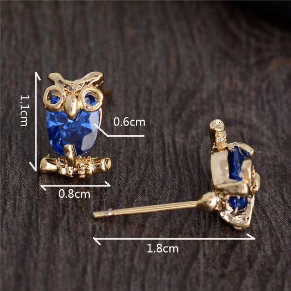 Cubic Zirconia Owl Shape Stud Earrings