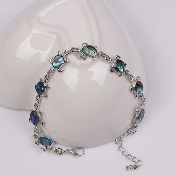 Natural Abalone Sea Turtle Charm Bracelet