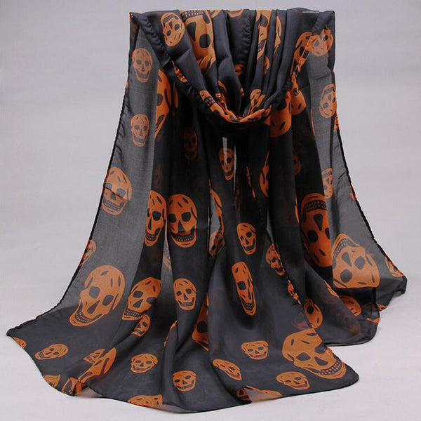 Skull Print Silk Scarf