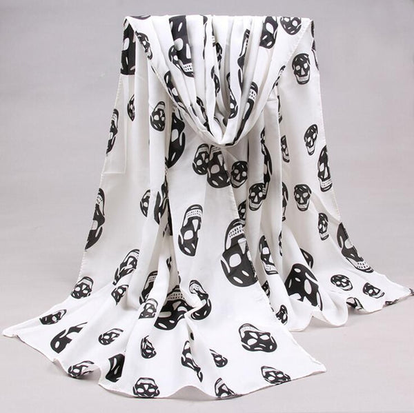 Skull Print Silk Scarf