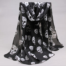 Skull Print Silk Scarf