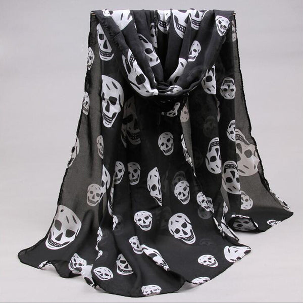 Skull Print Silk Scarf