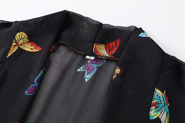 Butterfly Loose Chiffon Kimono Cardigan Beach Swim Cover Up Blouse