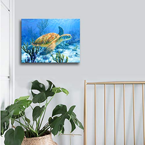 Sea Turtle Wall Decor Framed Canvas Print - Size:12"x16"inch