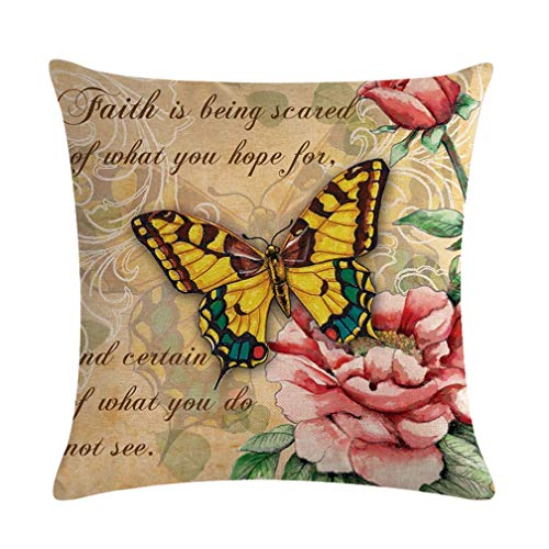 LOVE YOURSELF Butterfly Pattern Throw Pillow Covers 18”×18”, 4Pack