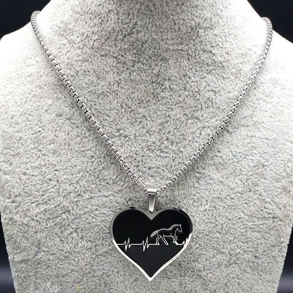 Horse Heartbeat Stainless Steel Necklace