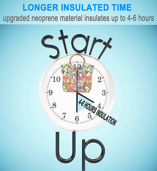 Large Reusable Insulated Neoprene Butterfly Lunch Tote Bag