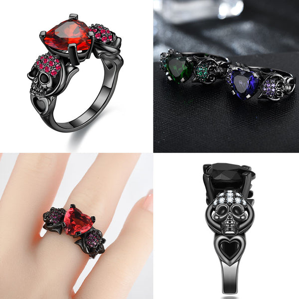 Skull Heart Zircon Crystal Ring