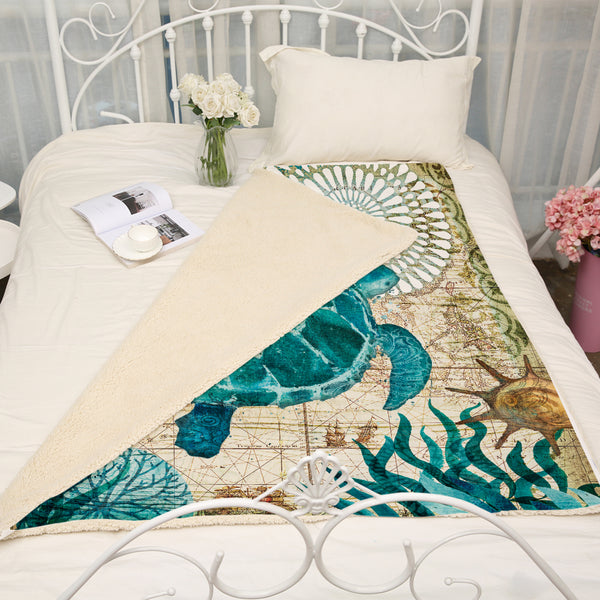 Soft Plush Sea Turtle Throw Blanket