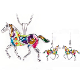 Enamel Horse Jewelry Set