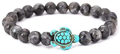 4PCS NATURAL STONE ELASTIC SEA TURTLES BEADS BRACELETS