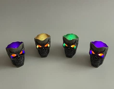 Flameless Skull Candles Décor Set of 4