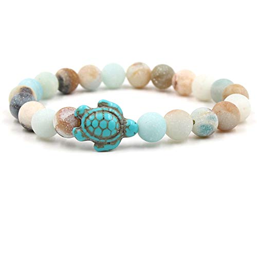 2pcs Natural Stone Elastic Sea Turtles Beads Bracelets