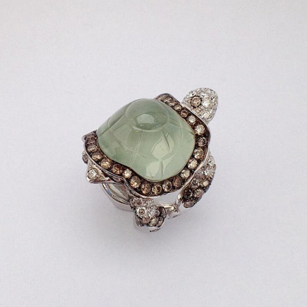 Vintage Green Zircon Turtle Ring