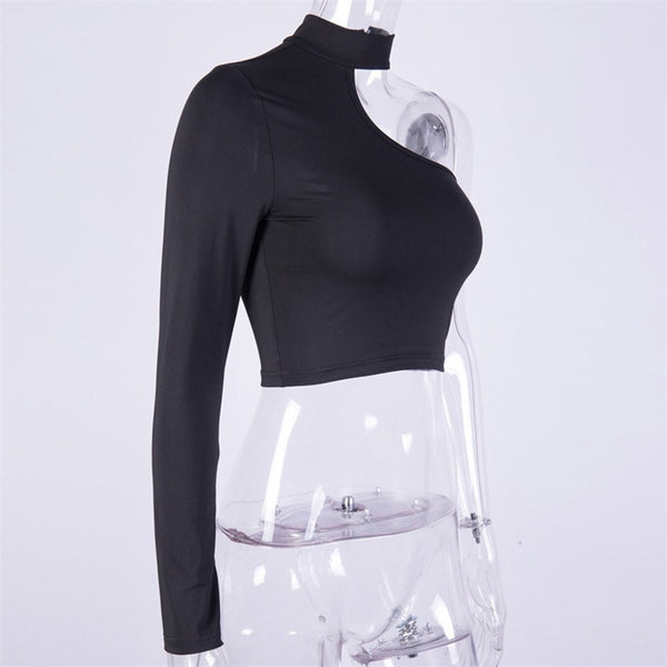 Goth One Shoulder Sexy Crop Top