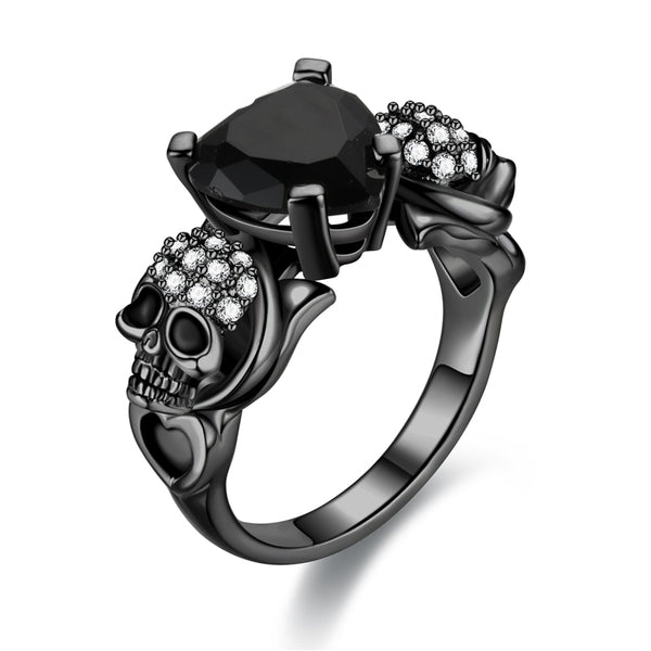 Skull Heart Zircon Crystal Ring