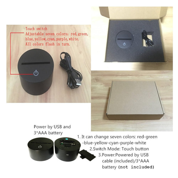 Sea Turtle 3D Illusion 7 Colors Change Desk Lamp