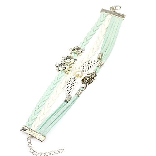Multi-layer Cord Sea Turtle Love Charm Bracelet