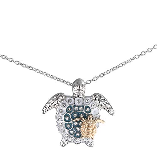Sea Turtle Mom Child Necklace Earrings Set