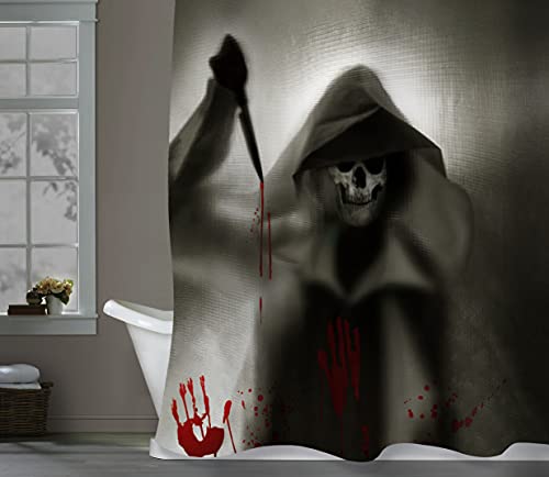Black Shadowy Skull Shower Curtain