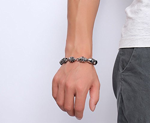 Stainless Steel Gothic Skull Link Bracelets for Men, 8.26"