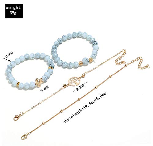 Turtle Bracelet Bead Chain Set of 4