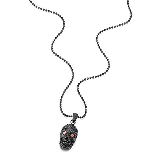 Stainless Steel Black Sugar Skull Pendant Necklace
