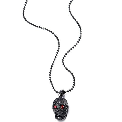 Stainless Steel Black Sugar Skull Pendant Necklace