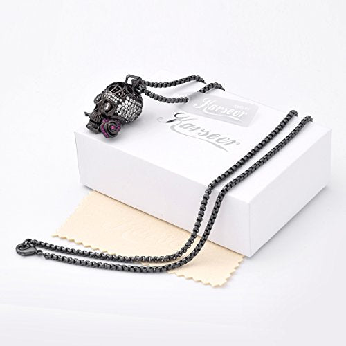 "Romance Forever" Skull & Rose Charm Unisex Pendant Necklace