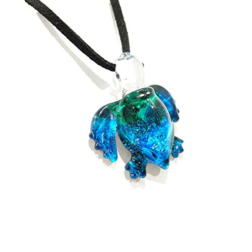 Handmade Ocean Sea Turtle Art Glass Pendant Necklace