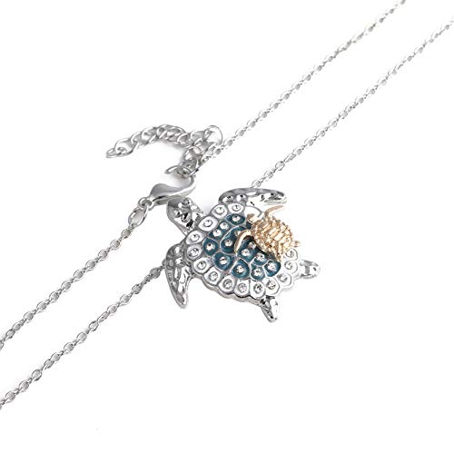 Sea Turtle Mom Child Necklace Earrings Set