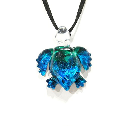 Handmade Ocean Sea Turtle Art Glass Pendant Necklace