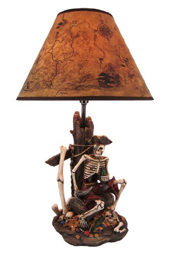 Skeleton Pirate Treasure Table Lamp With Shade